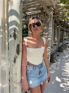 Danielle Guizio Cream Corset Camisole Top